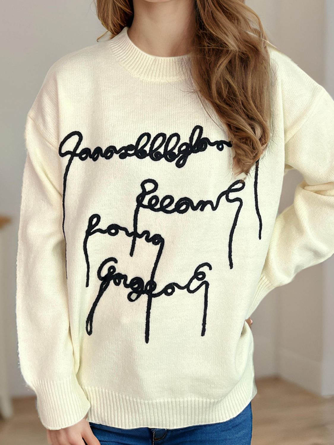 Letter Contrast Sweater