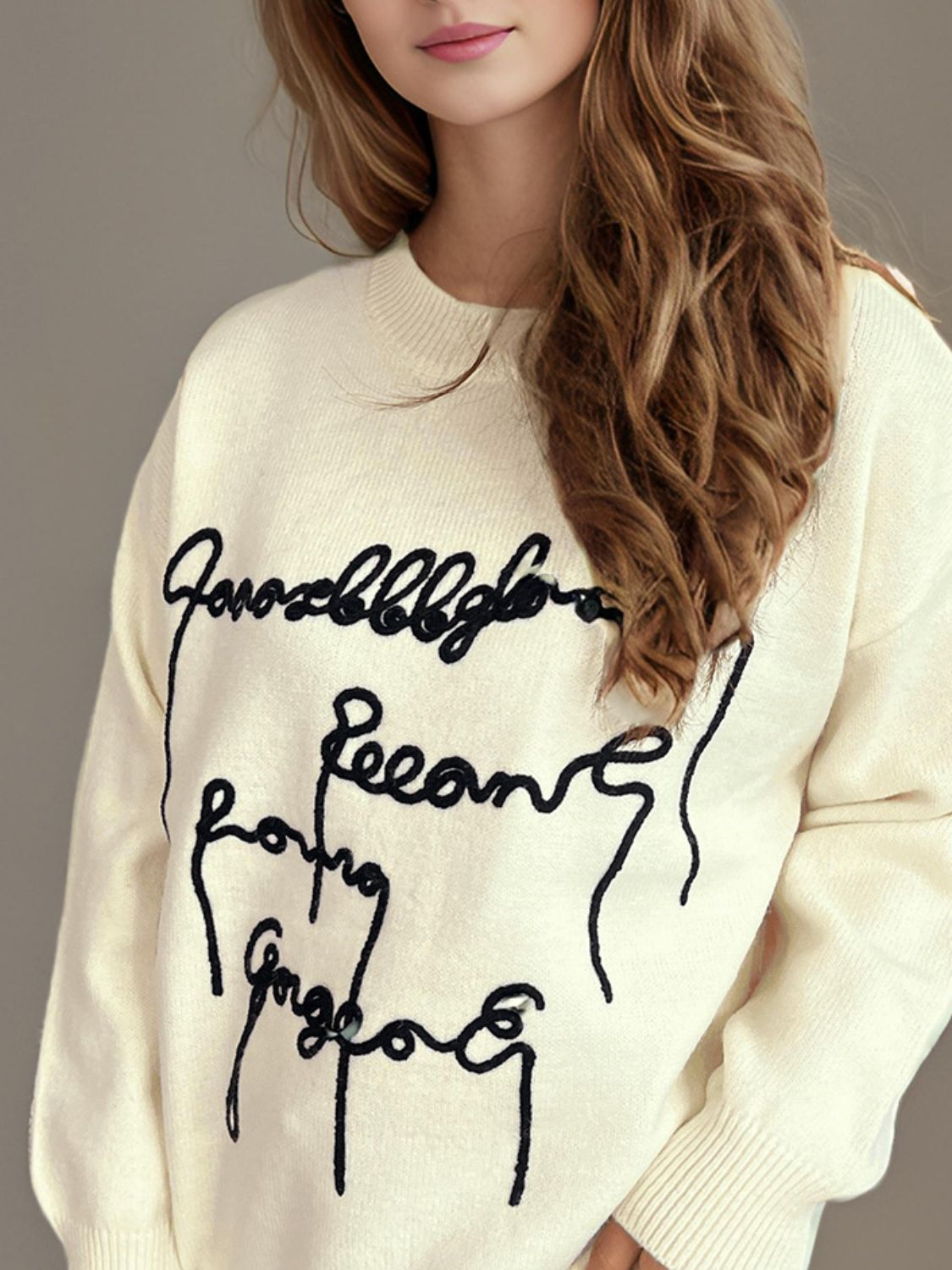 Letter Contrast Sweater