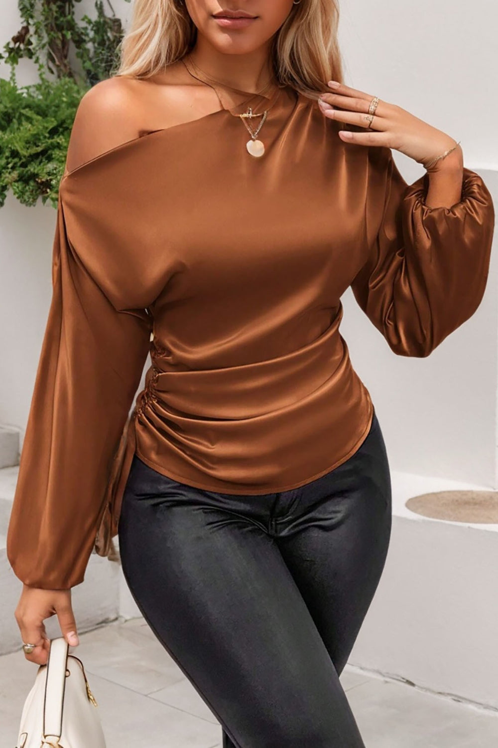 Drawstring Off Shoulder Blouse